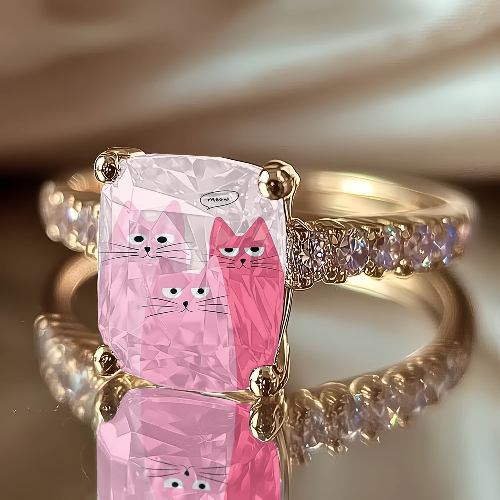 Three Pink Cats Square Ring