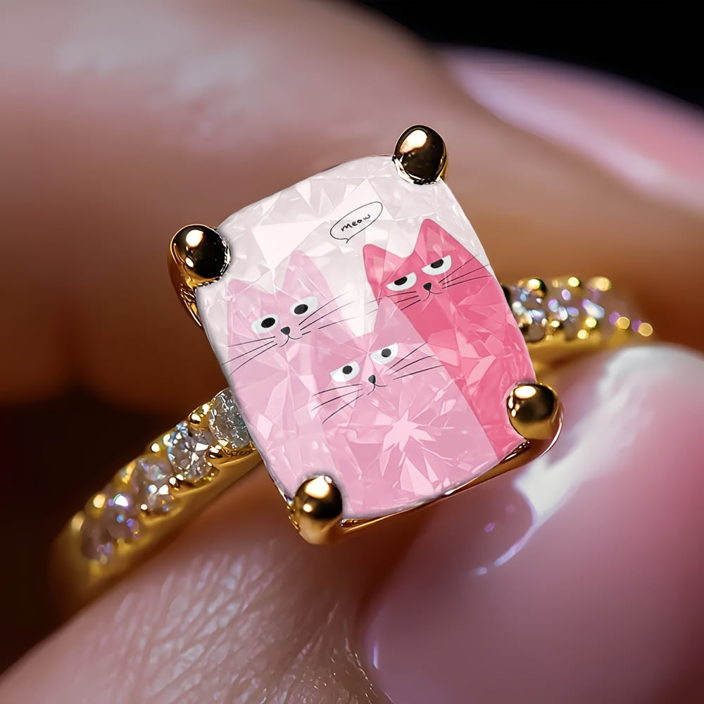 Three Pink Cats Square Ring