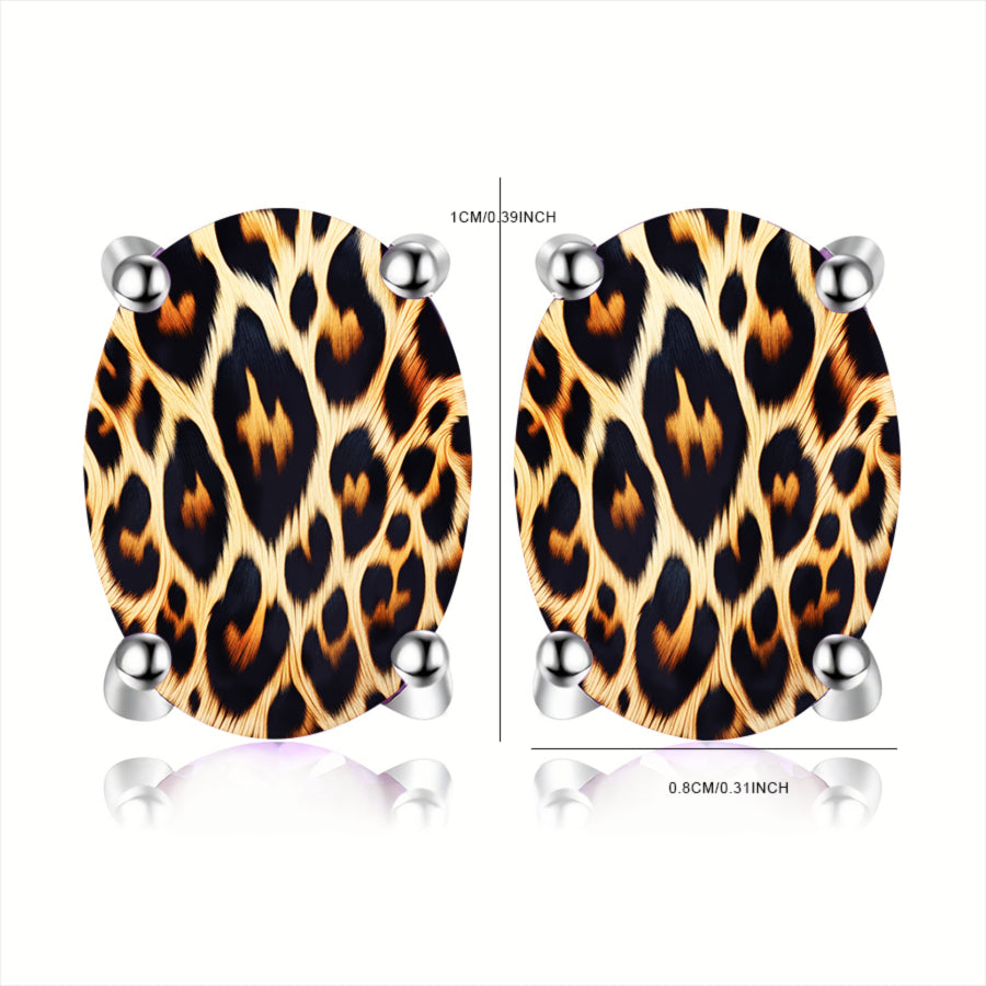 Leopard Print Stud Earrings