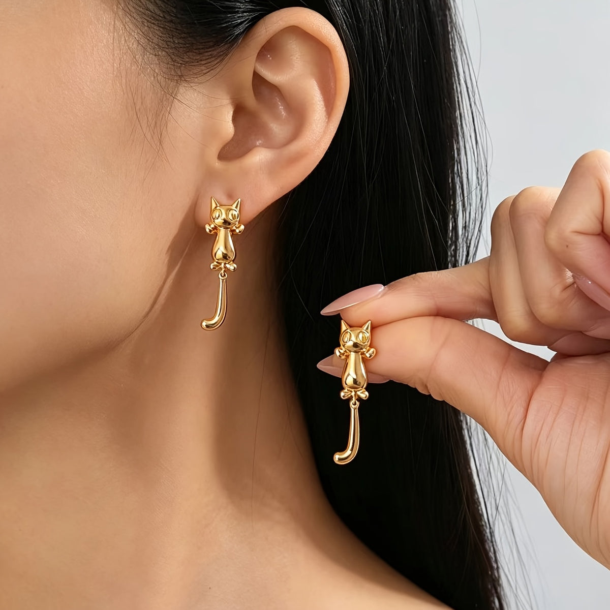 Long Tail Cat Earrings