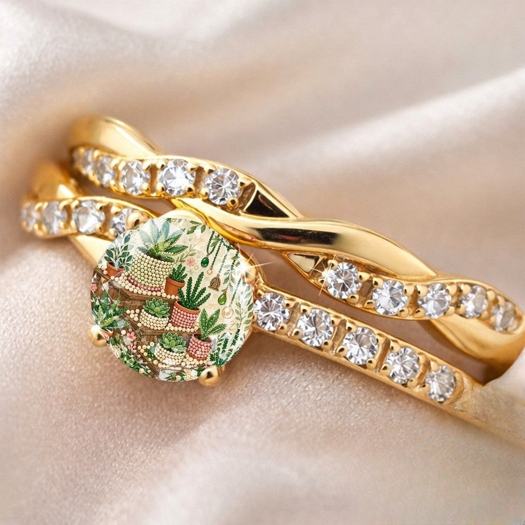 Potted Plant Crystal Ring