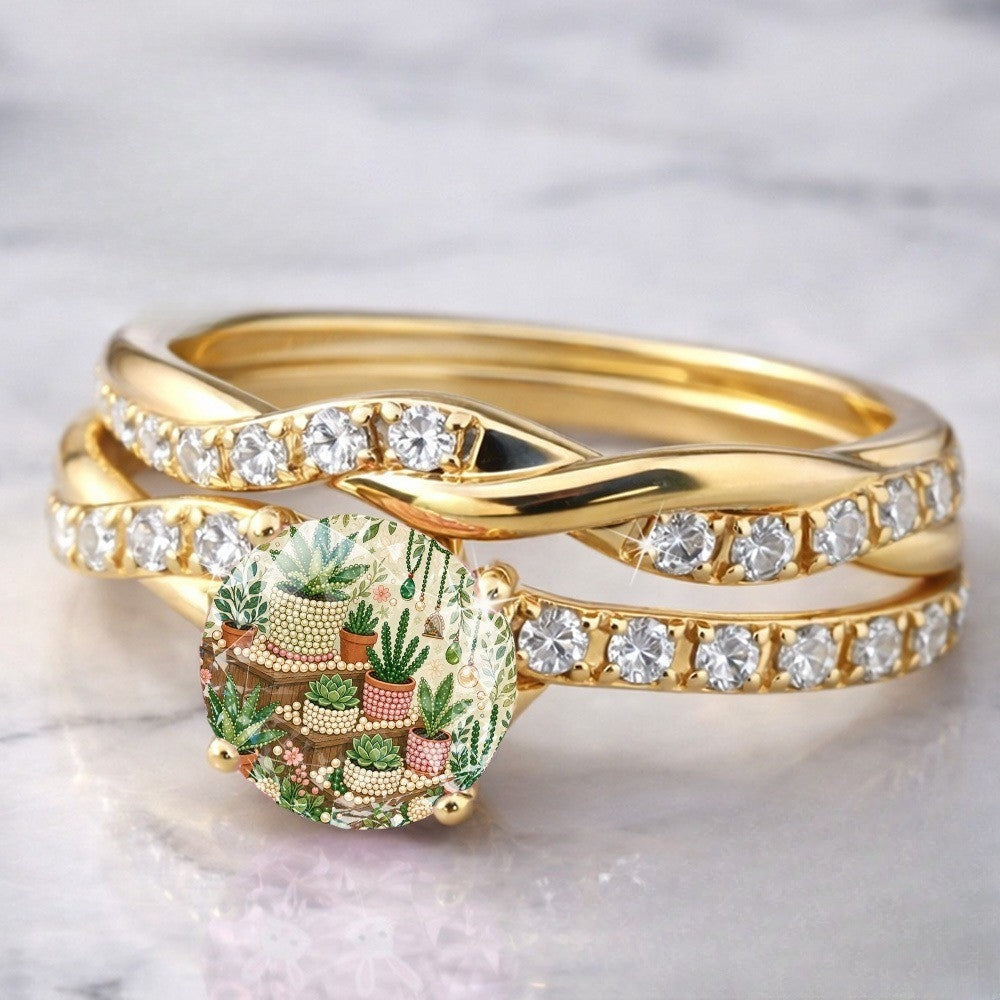 Potted Plant Crystal Ring