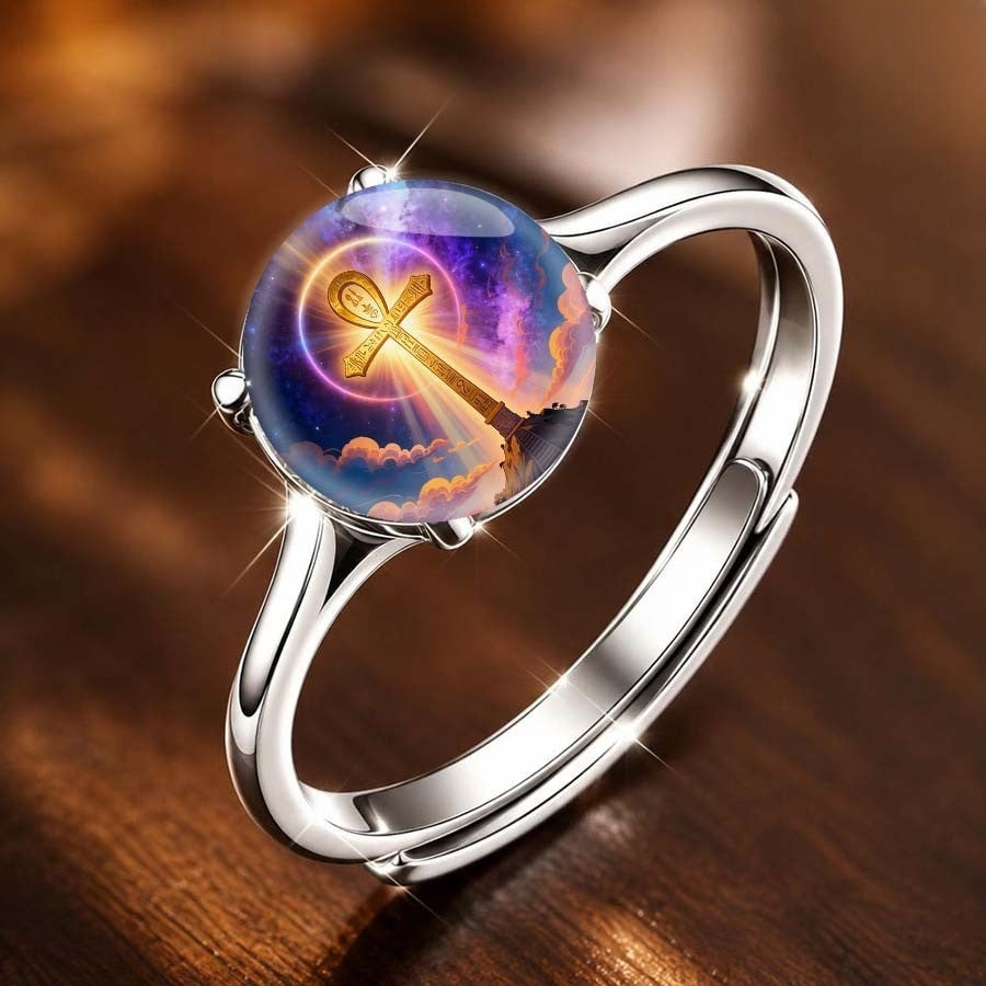 Starry Sky Ankh Ring
