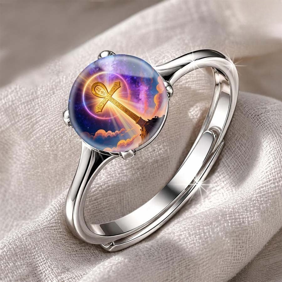 Starry Sky Ankh Ring
