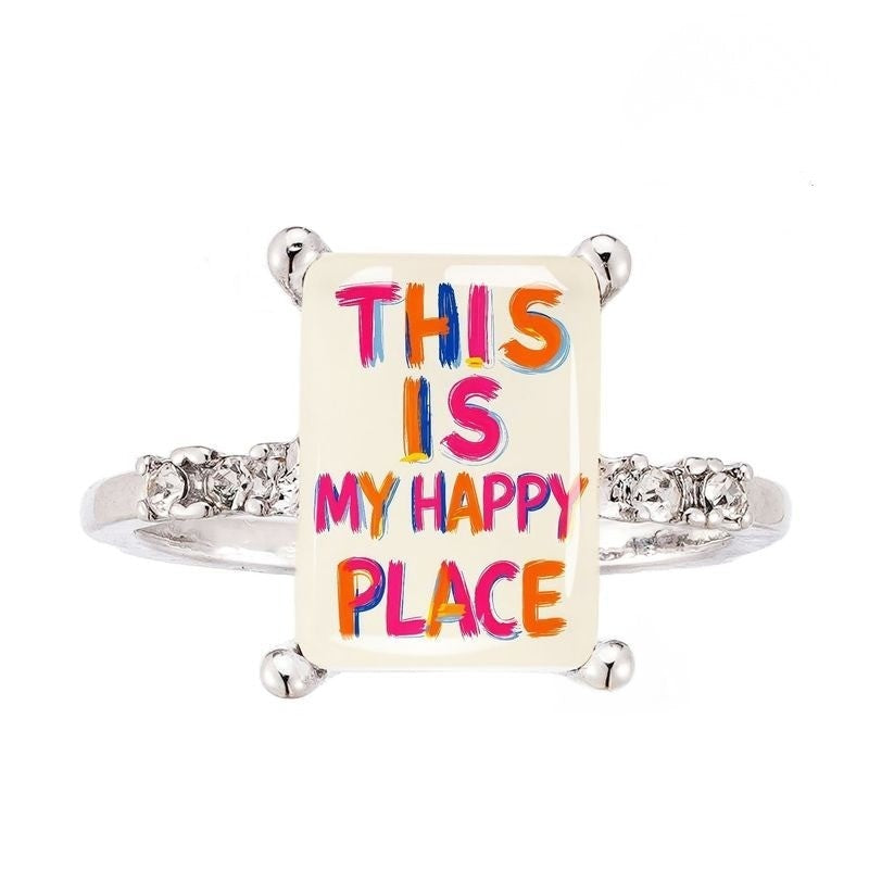Colorful Happy Place Rectangular Ring