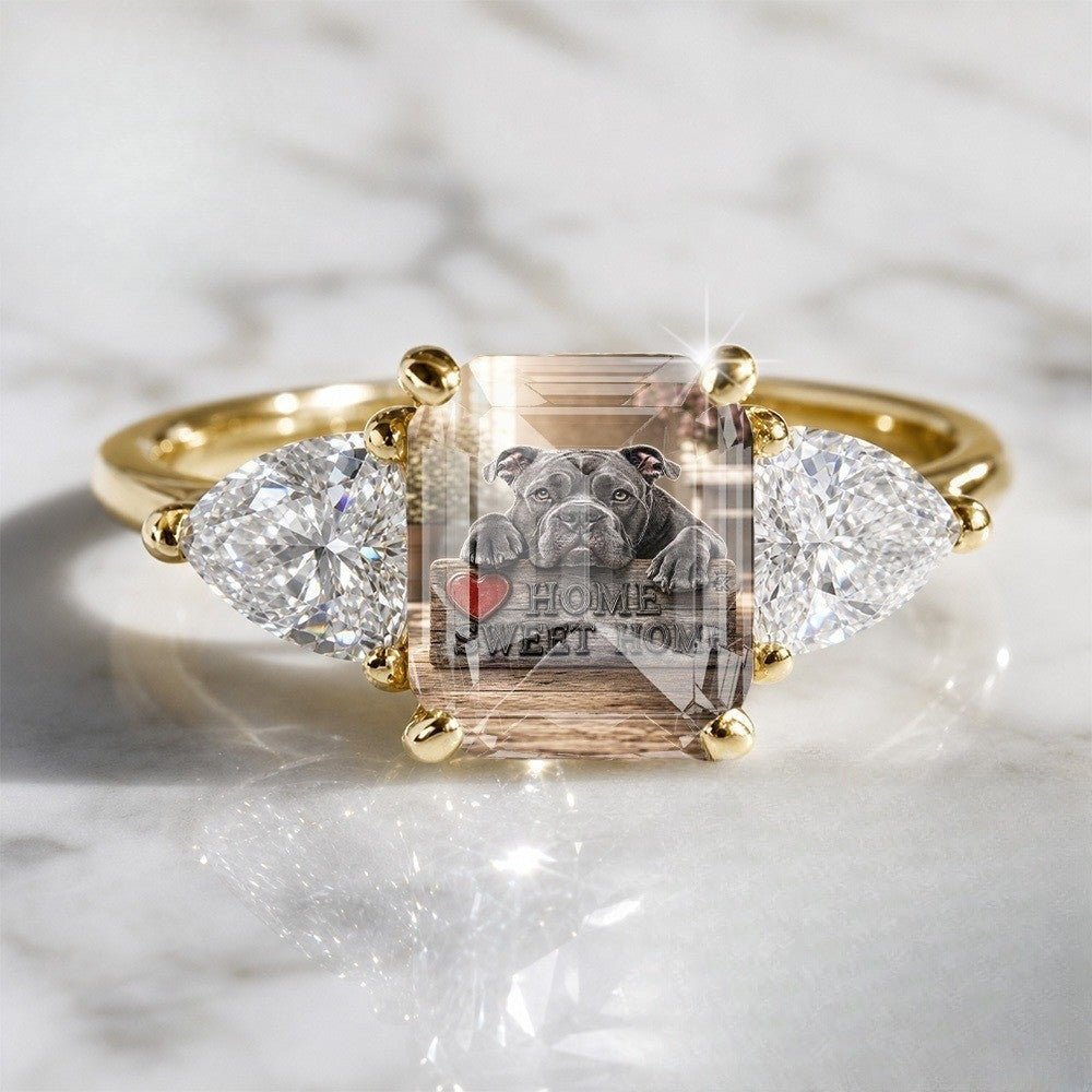 Bulldog Home Sweet Home Crystal Ring