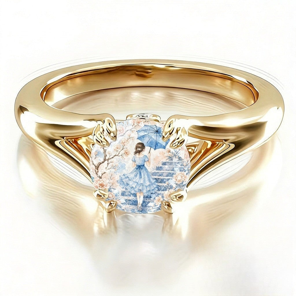 Blue Dress & Umbrella Ring