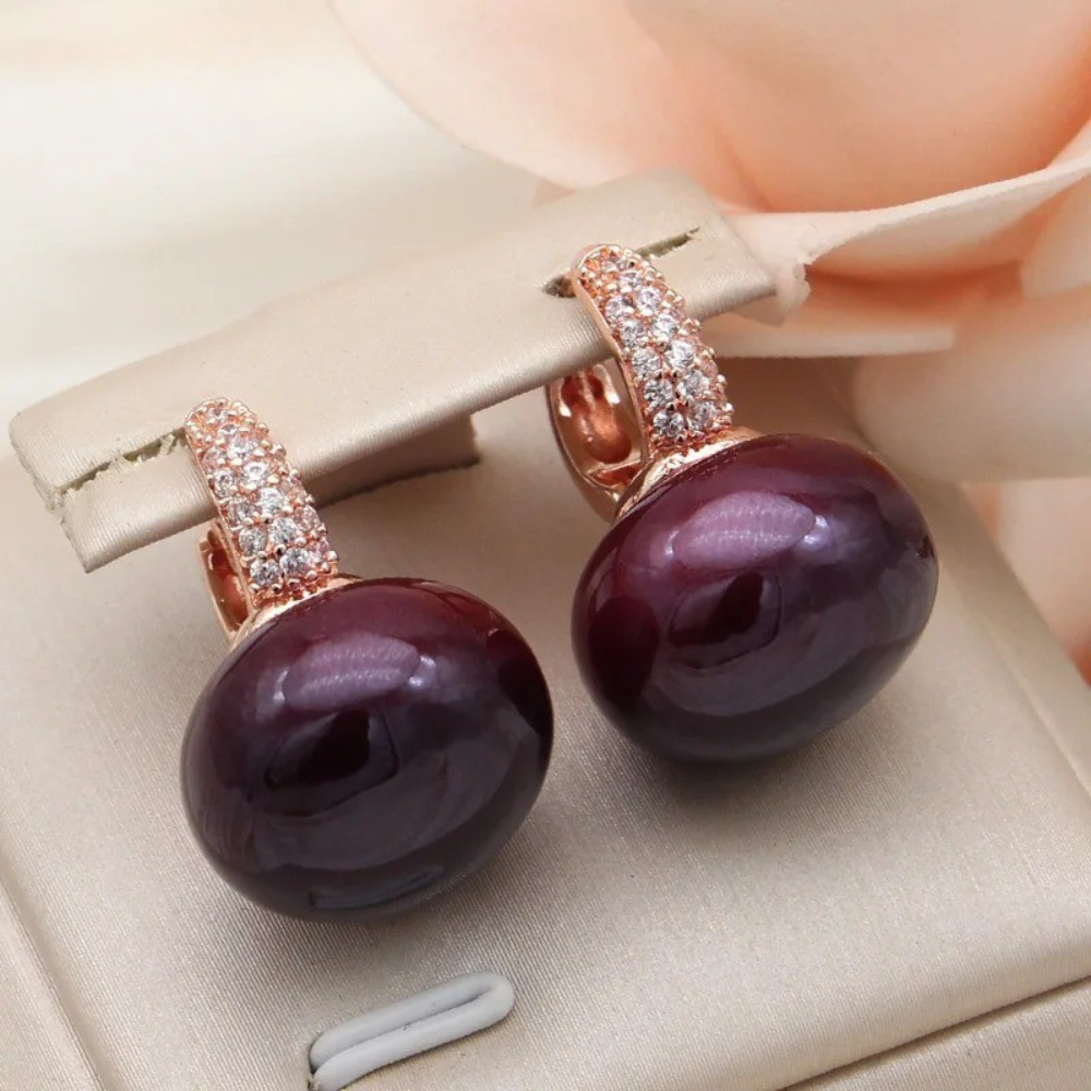 Round Pan Large Pearl Earrings