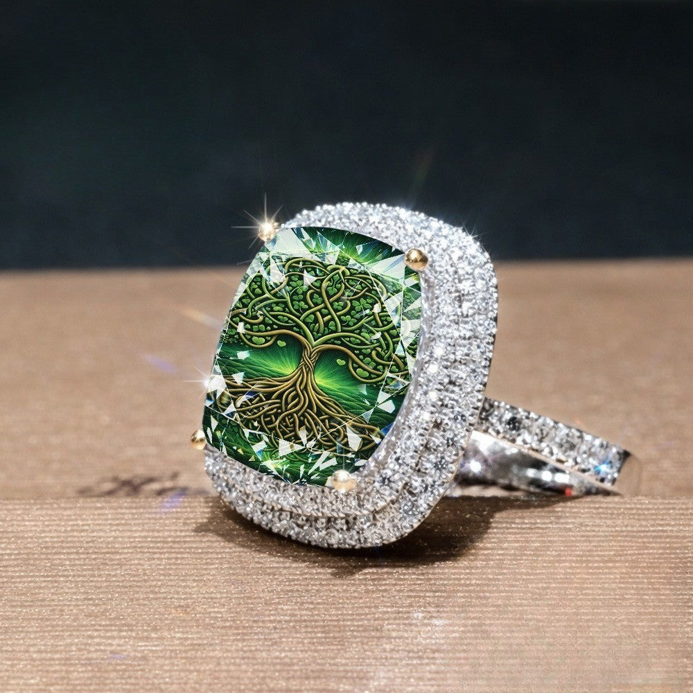 Green Celtic Tree of Life Ring