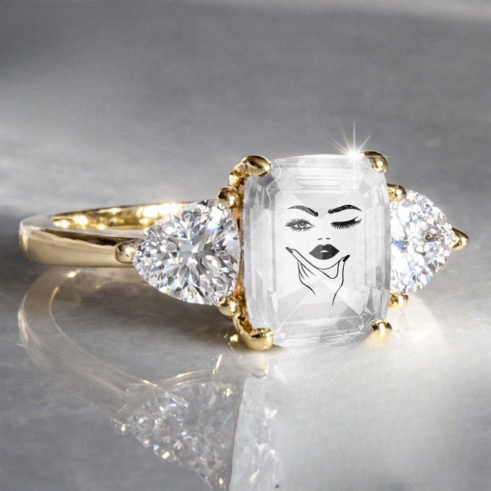 Face Art Rectangular Stone Ring