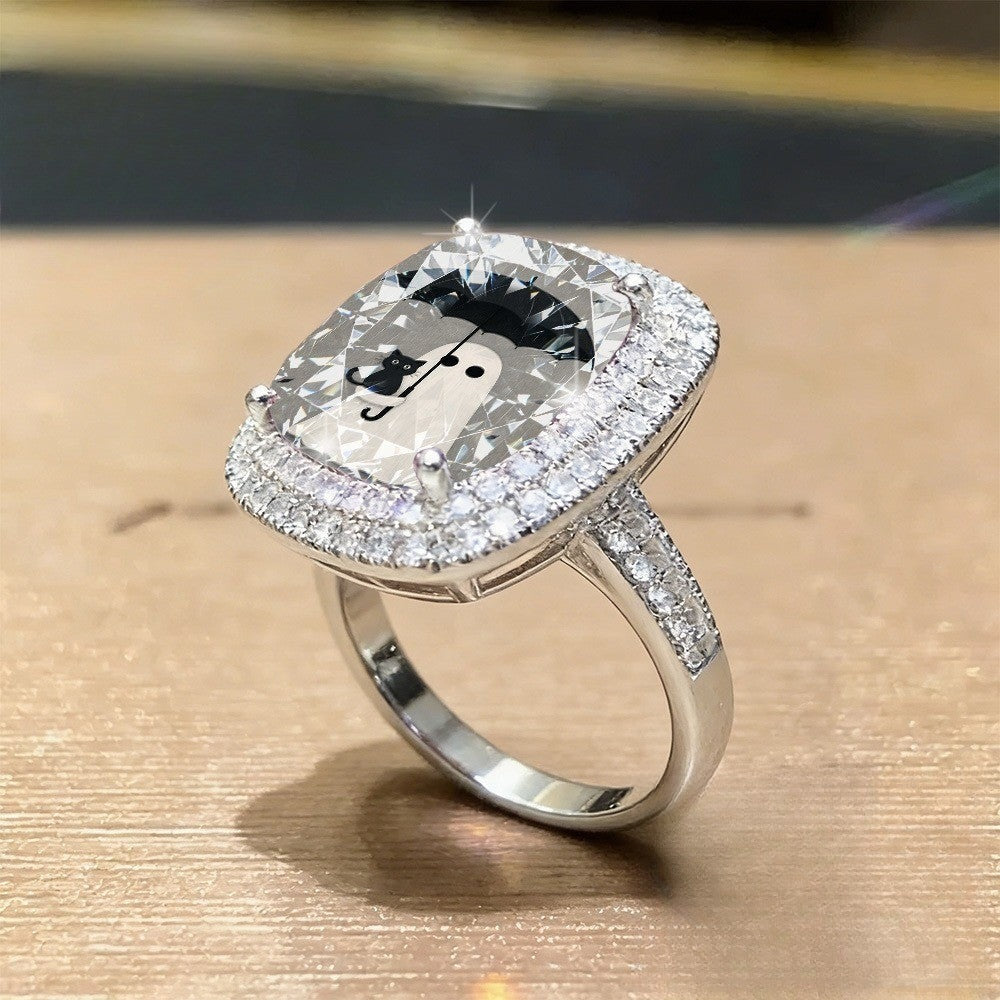 Cat & Umbrella Square Ring