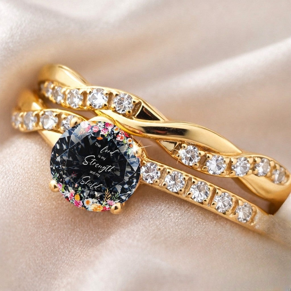 Twisted Floral Scripture Ring