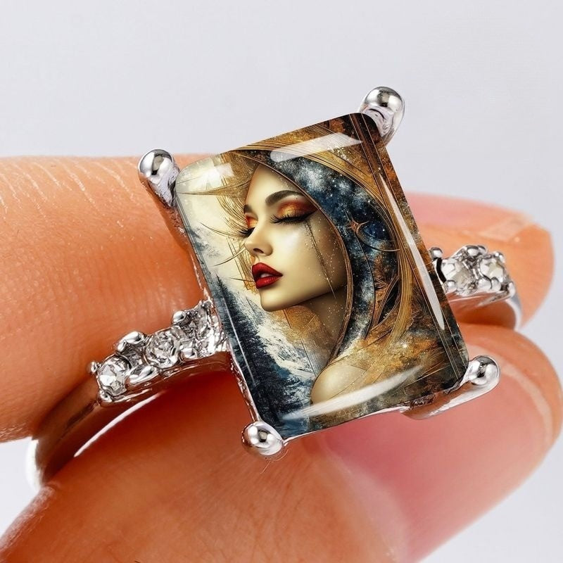 Celestial Portrait Glass Ring