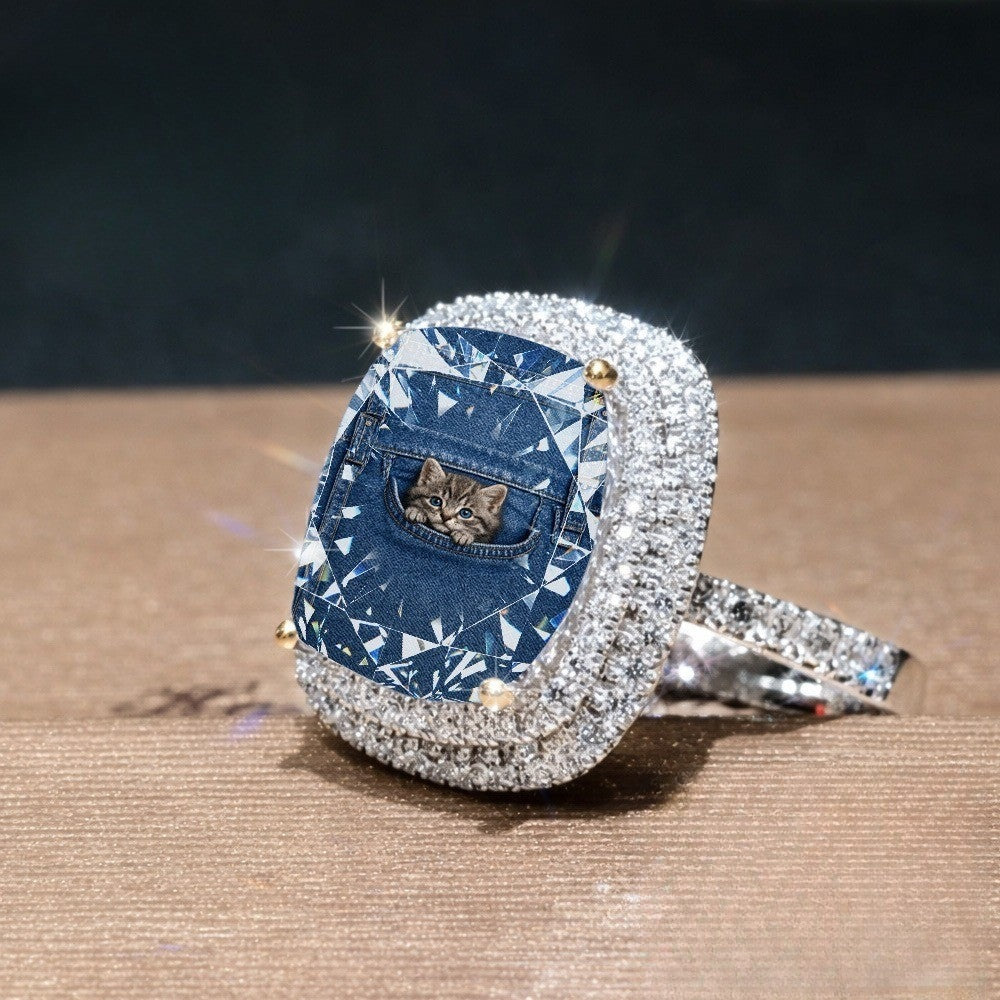 Kitten Denim Pocket Ring