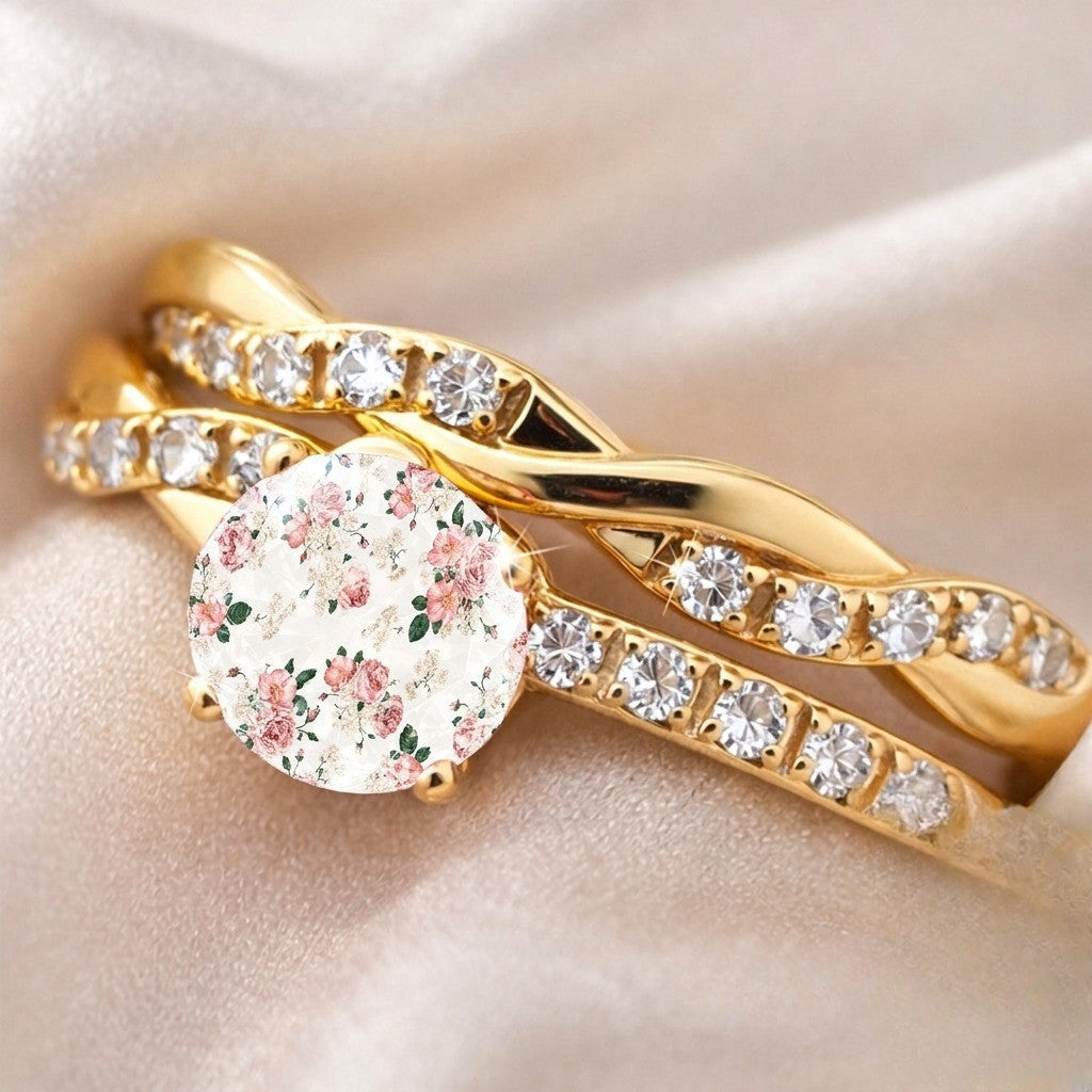 Floral Glass Twist Ring
