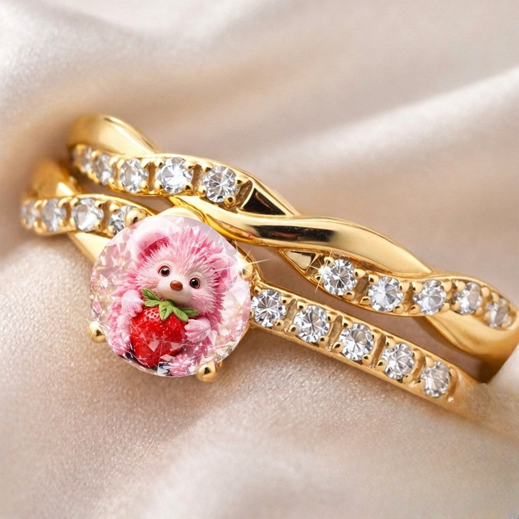 Pink Hedgehog Strawberry Ring