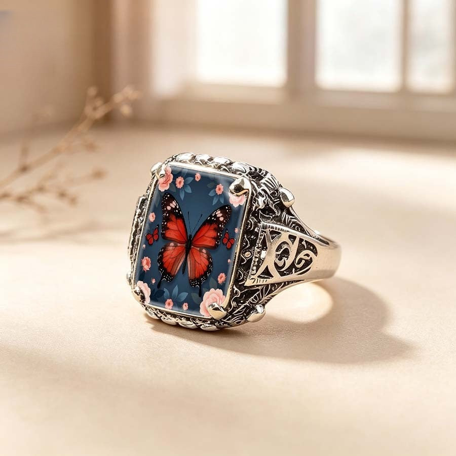 Butterfly Square Statement Ring