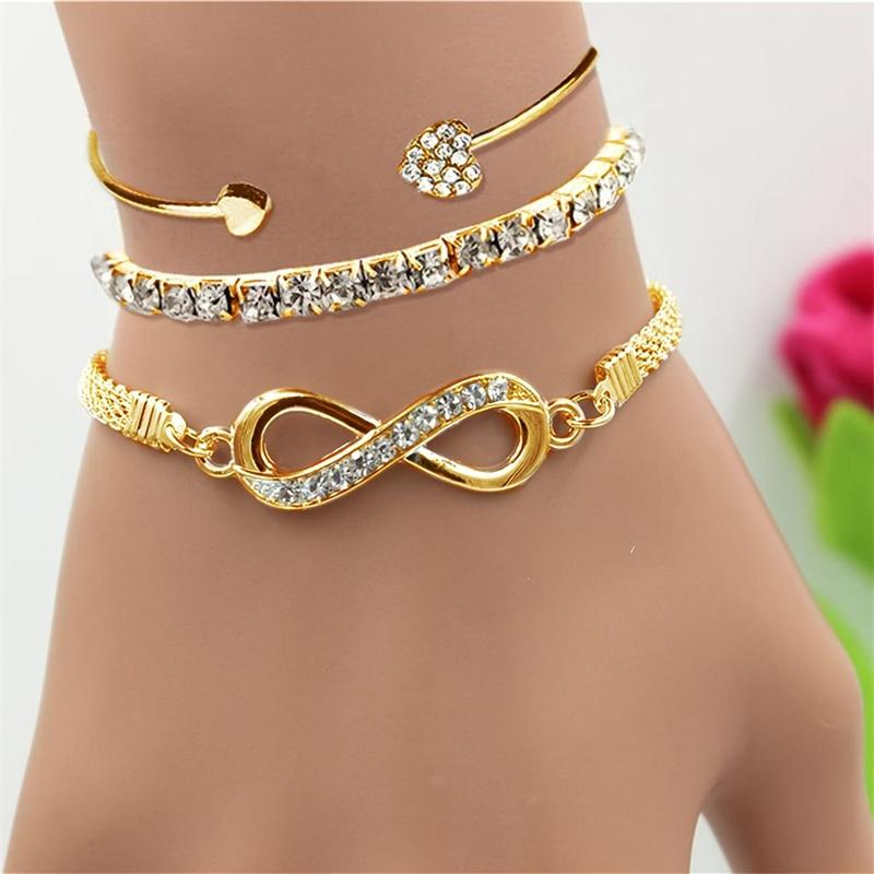 3pc 18k Rhinestone Bracelet Set