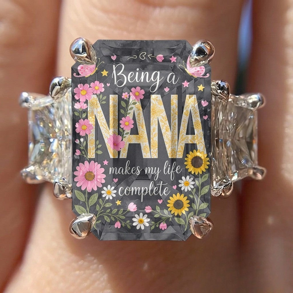 Her Nana Floral Square Ring