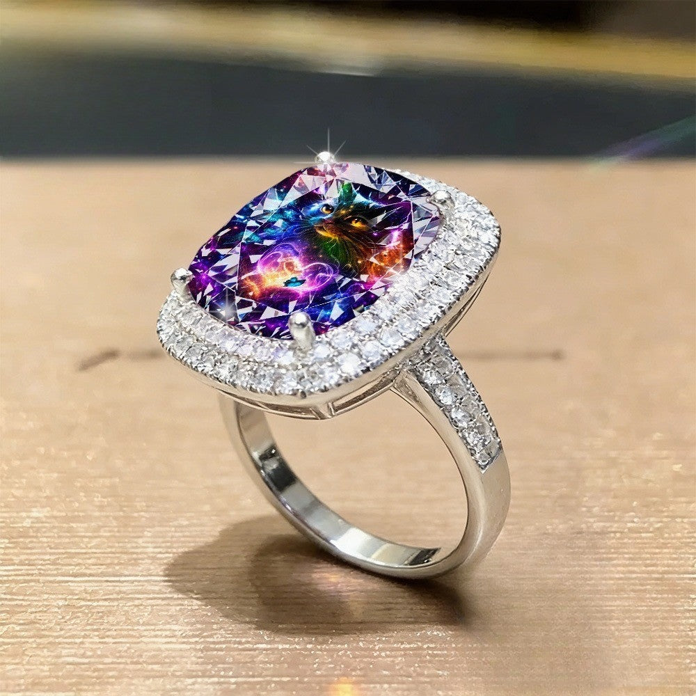 Galaxy Cat Statement Ring