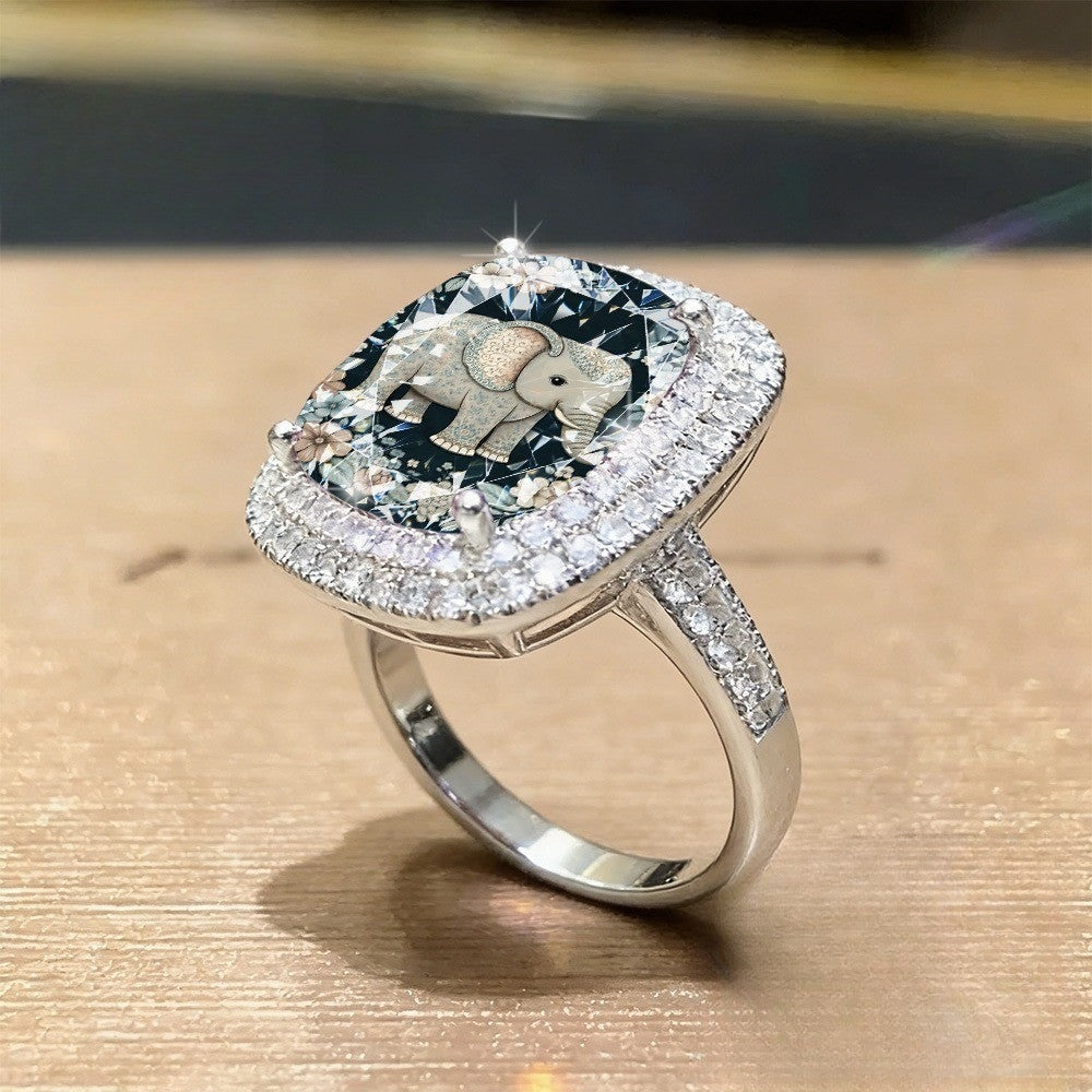 Floral Elephant Square Ring