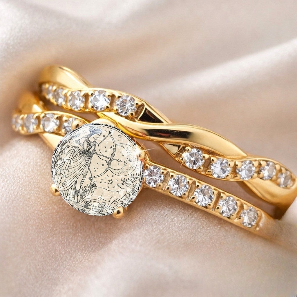 Goddess & Deer Coin Ring