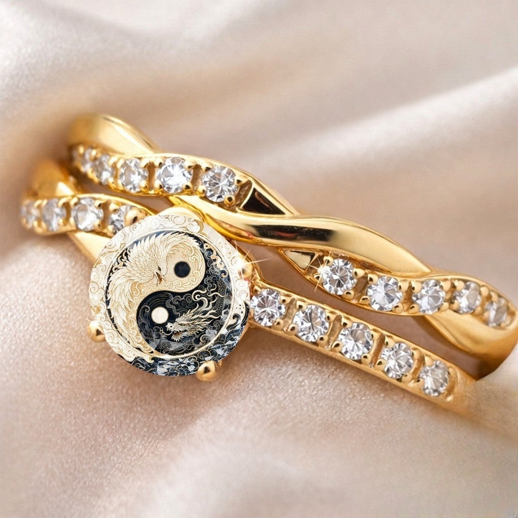 Yin Yang Dragon Twisted Ring