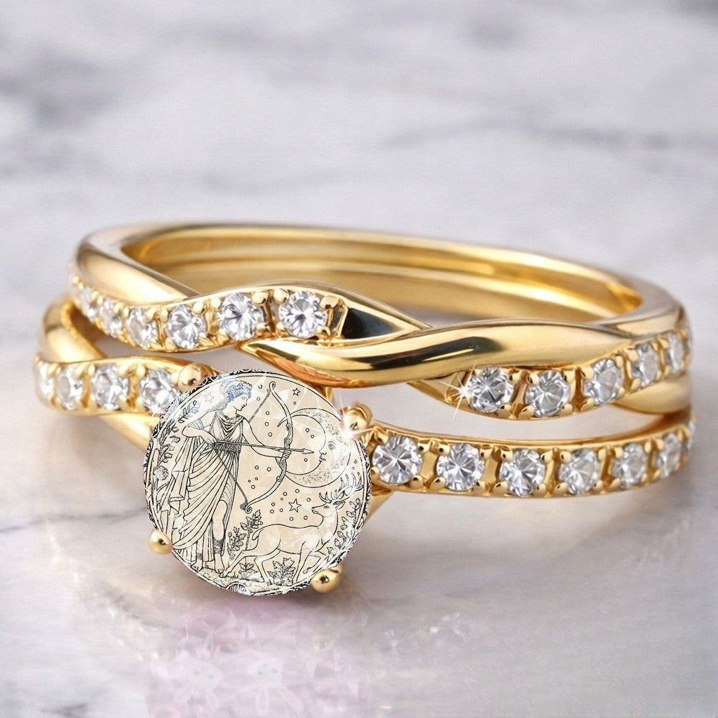 Goddess & Deer Coin Ring