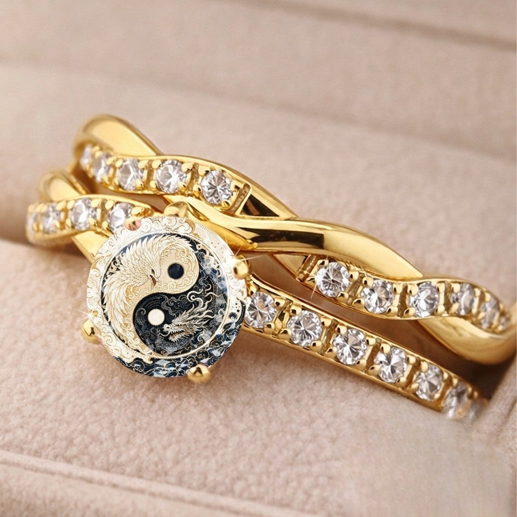 Yin Yang Dragon Twisted Ring