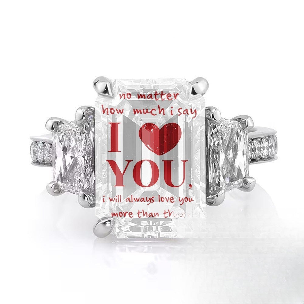 Square Heart Message Ring