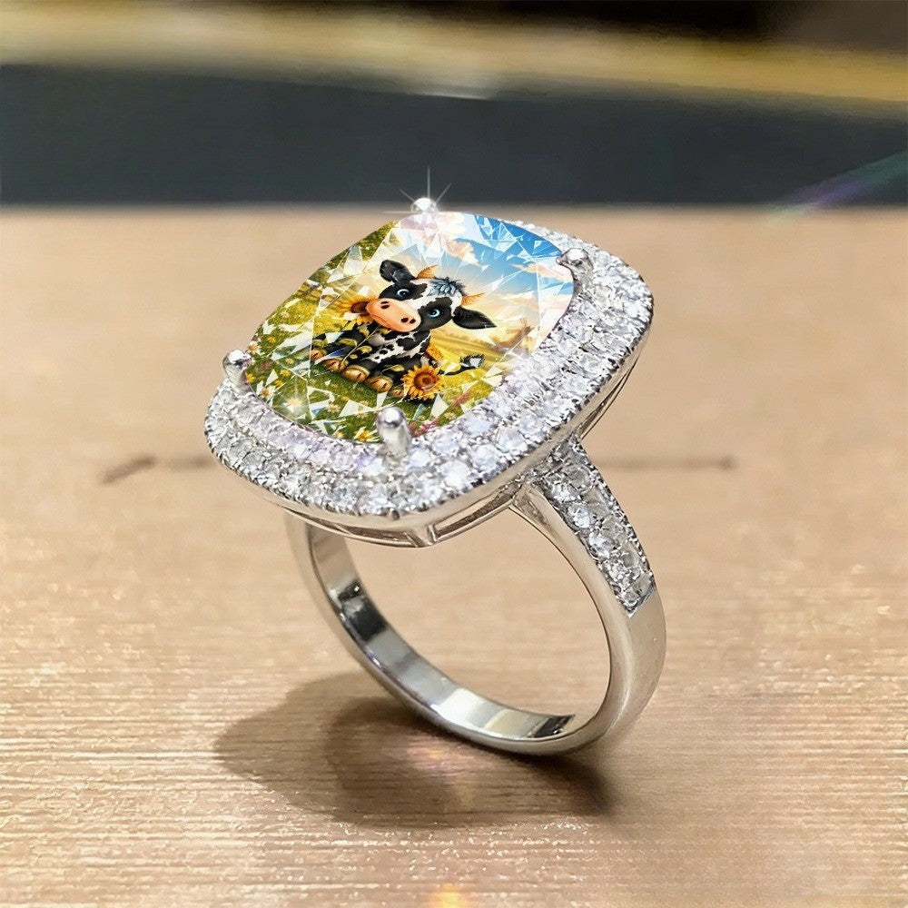 Pastoral Cow Square Ring
