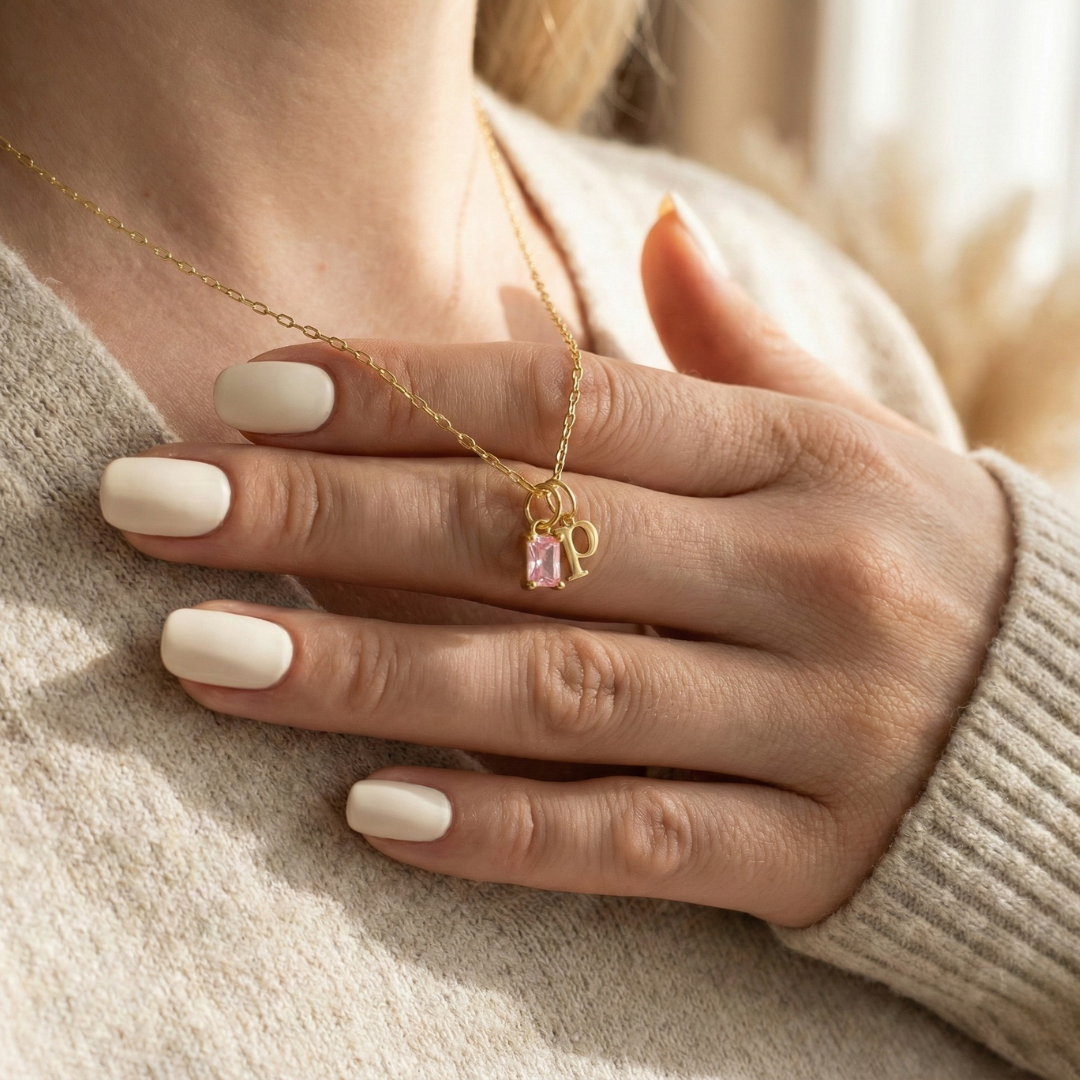 Birthstone Initial Necklace