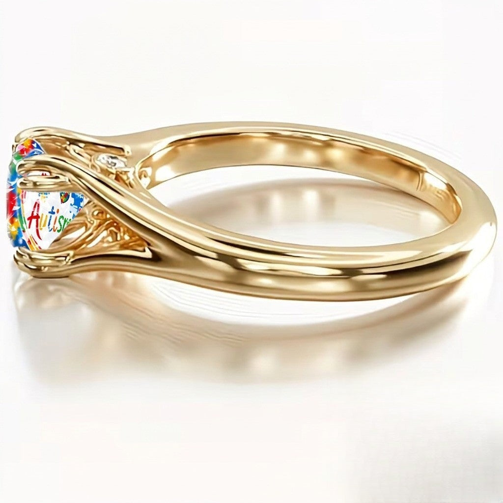 Colorful Puzzle Heart Ring