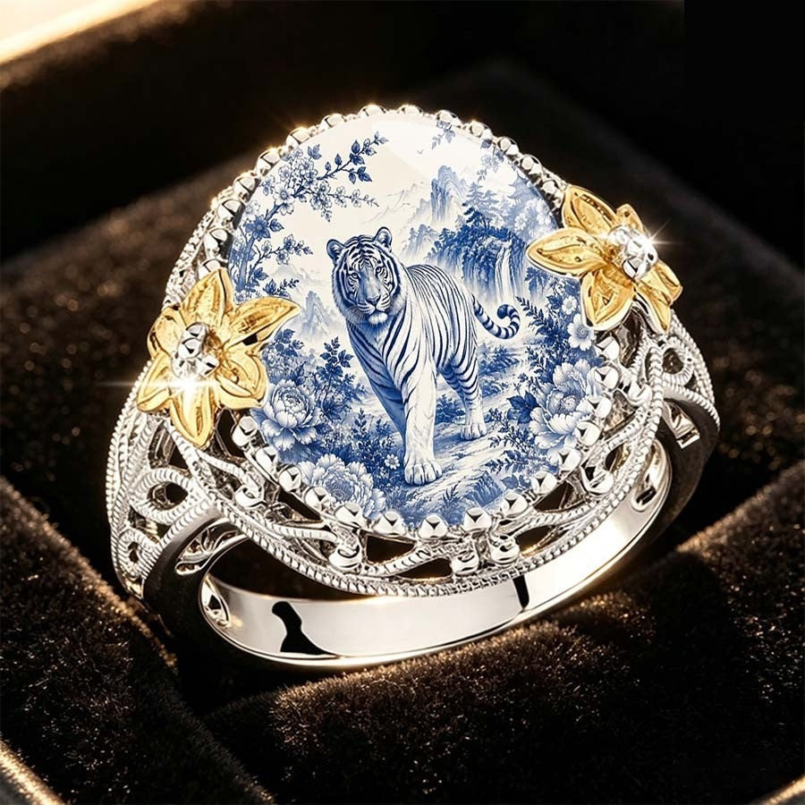 Blue Tiger Landscape Ring