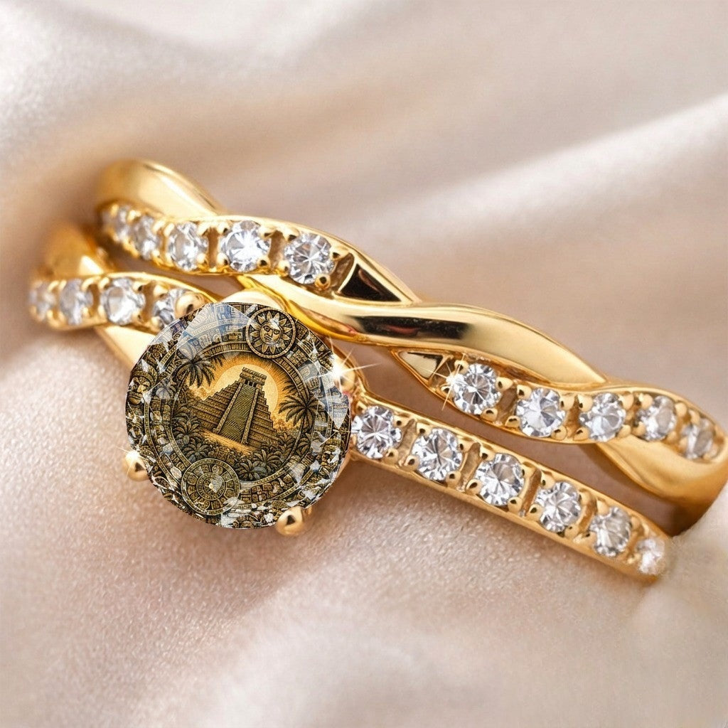 Mayan Pyramid Crystal Ring