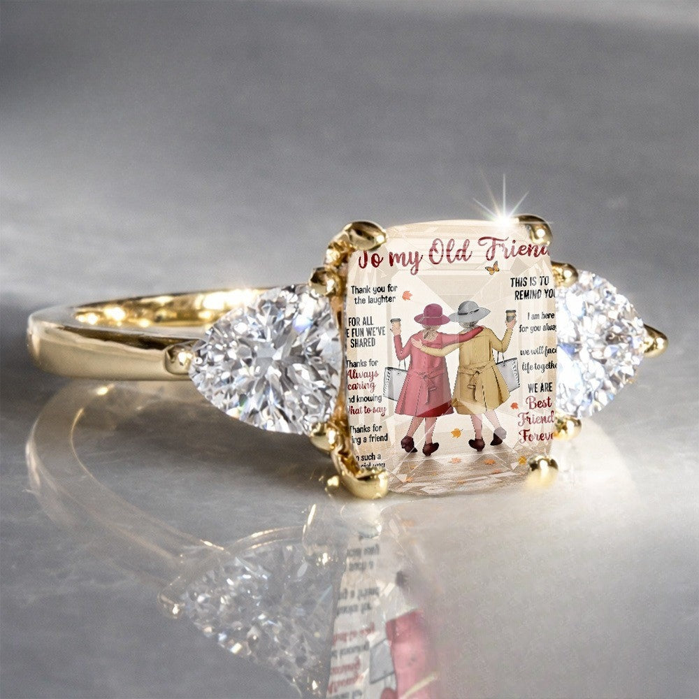 Friendship Message Three-Stone Ring