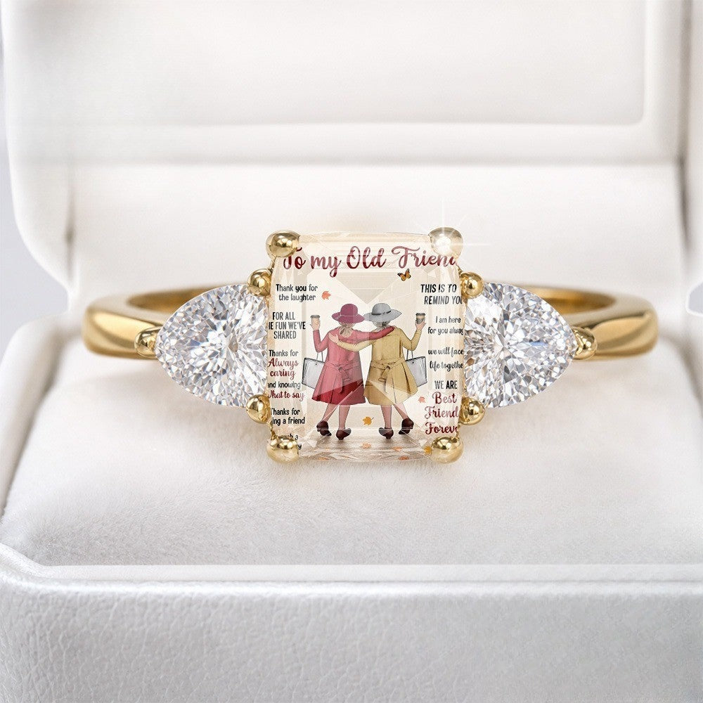 Friendship Message Three-Stone Ring
