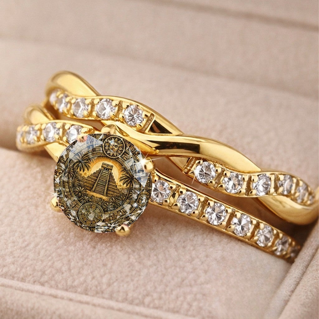 Mayan Pyramid Crystal Ring