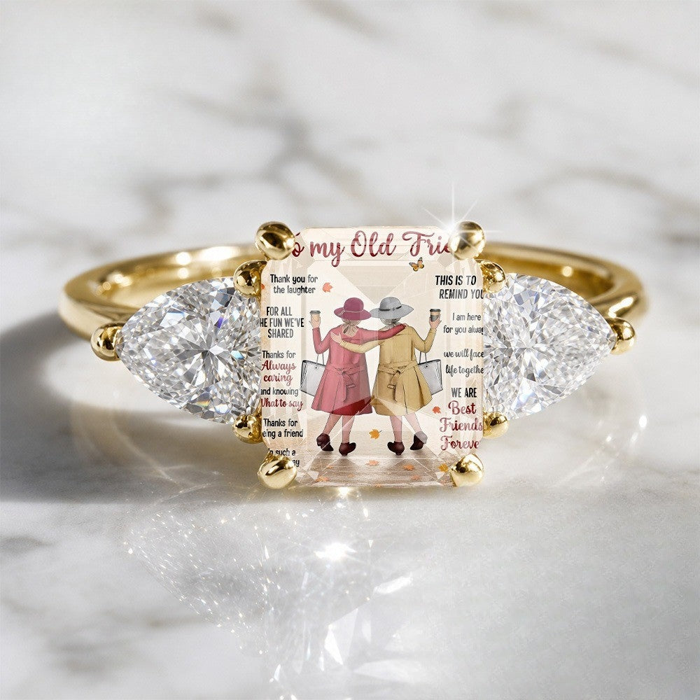 Friendship Message Three-Stone Ring