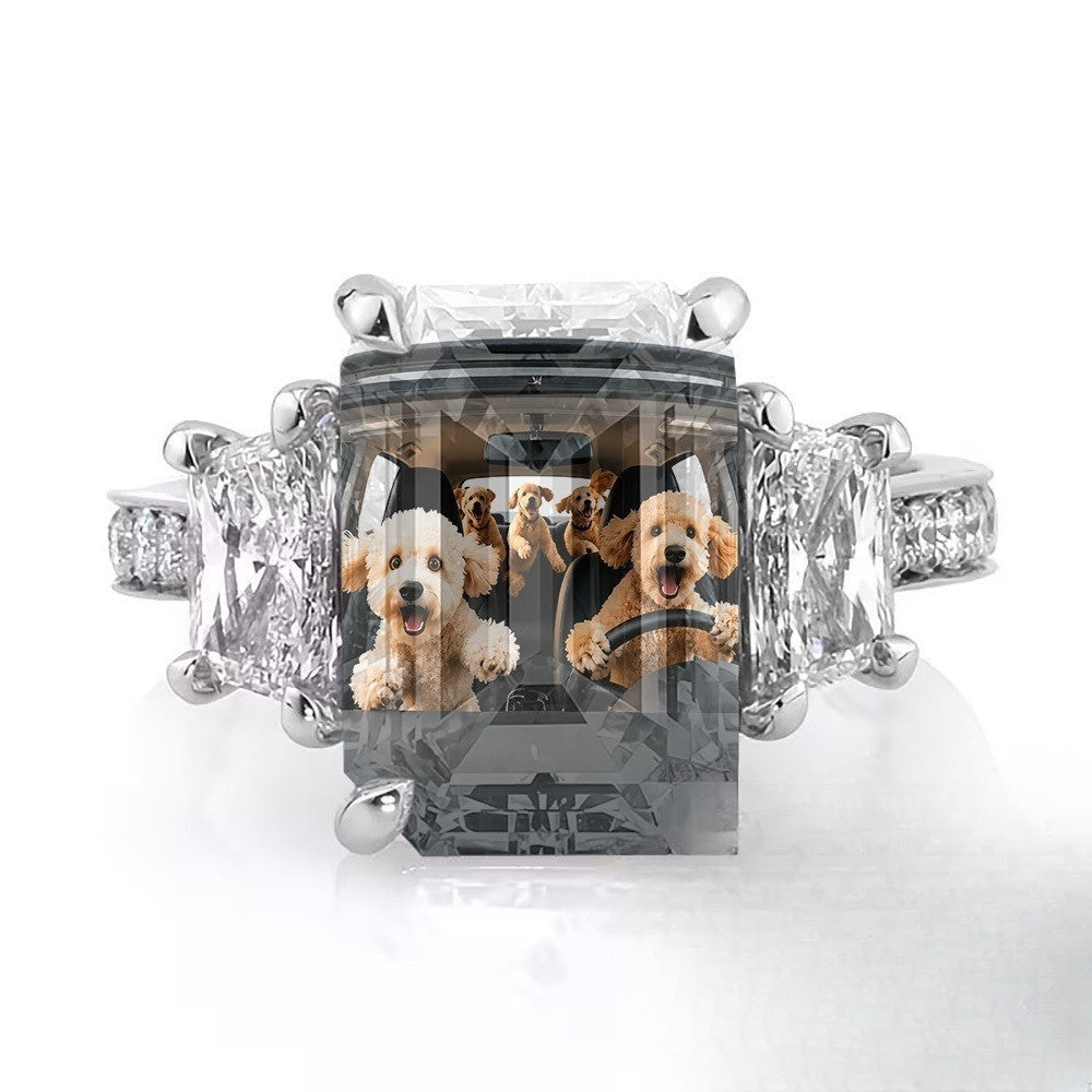 Square Dog Car Photo Ring