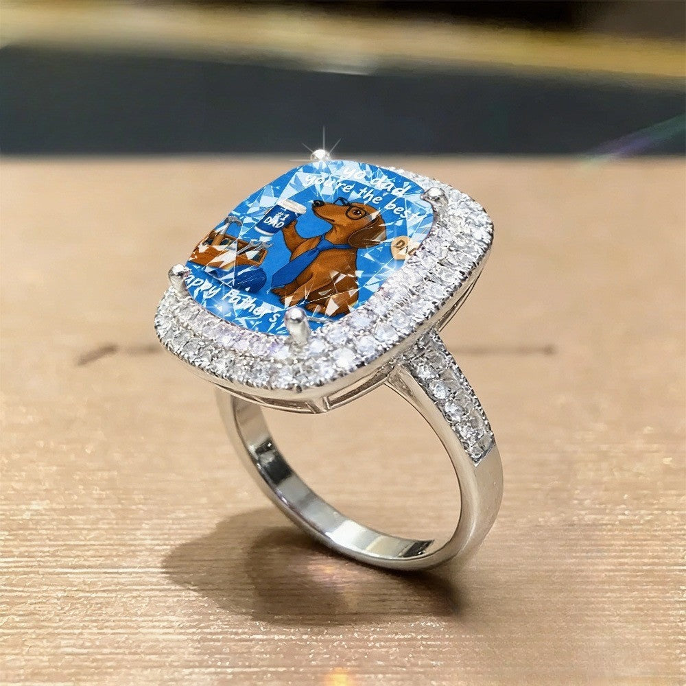 Dachshund Dad Square Ring