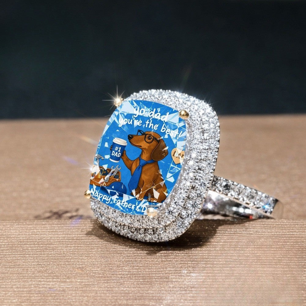 Dachshund Dad Square Ring