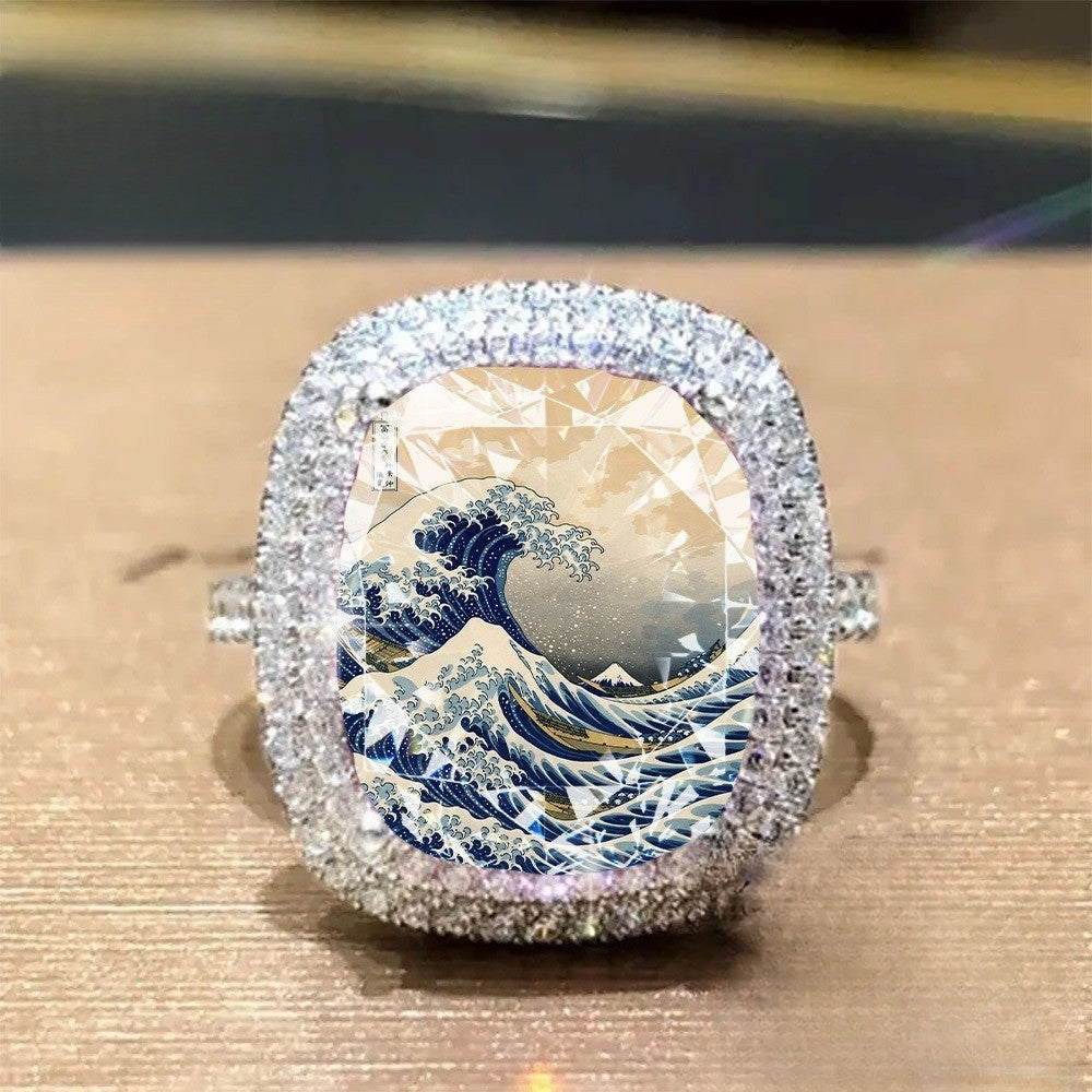 Wave & Mountain Square Ring