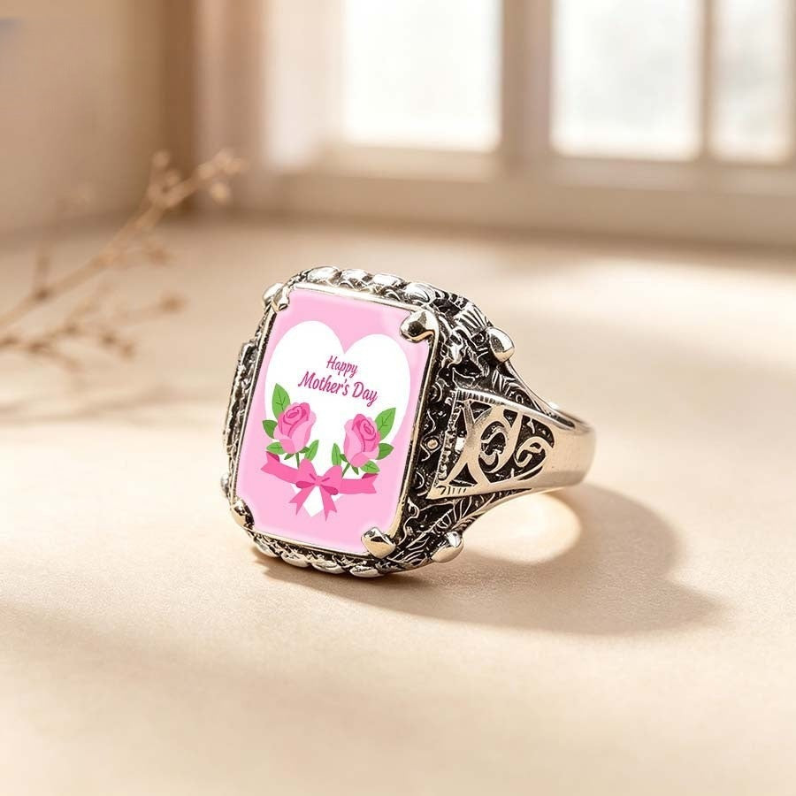 Pink Rose Heart Ring