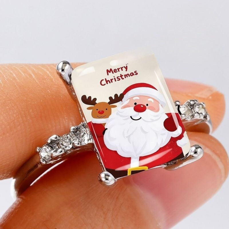 Santa Claus Glass Inlay Ring