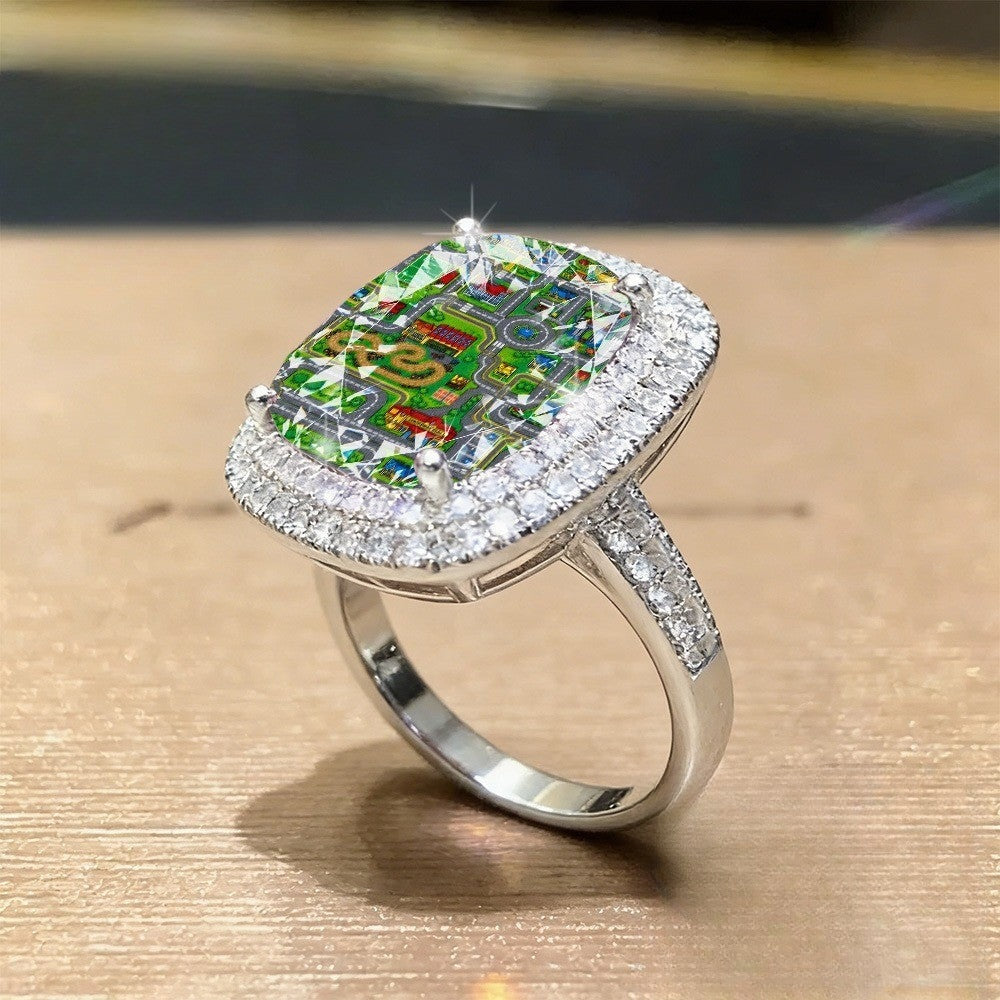 Colorful City Map Square Ring