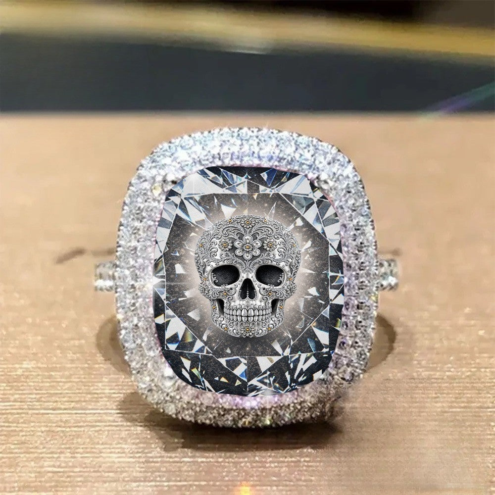 Ornate Skull Square Ring