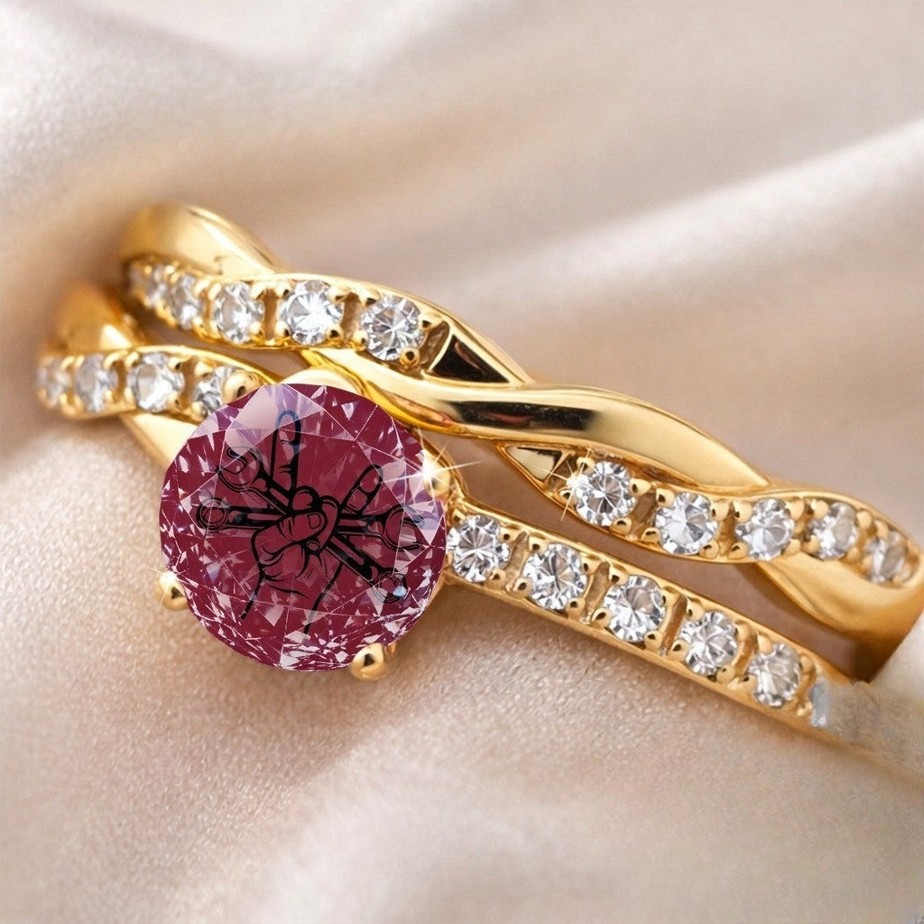 Burgundy Dragonfly Twisted Ring