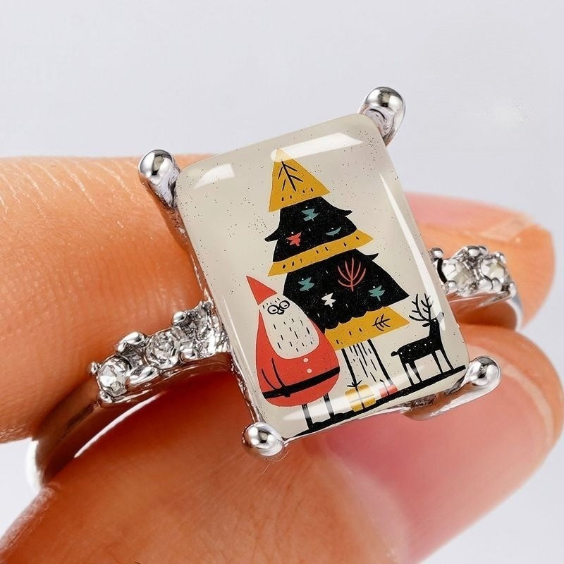 Santa & Tree Rectangular Ring