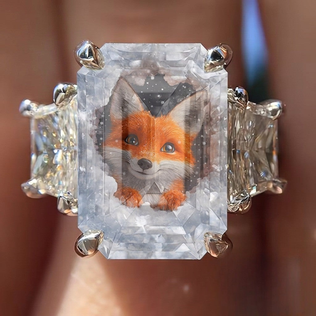 Winter Fox Square Ring
